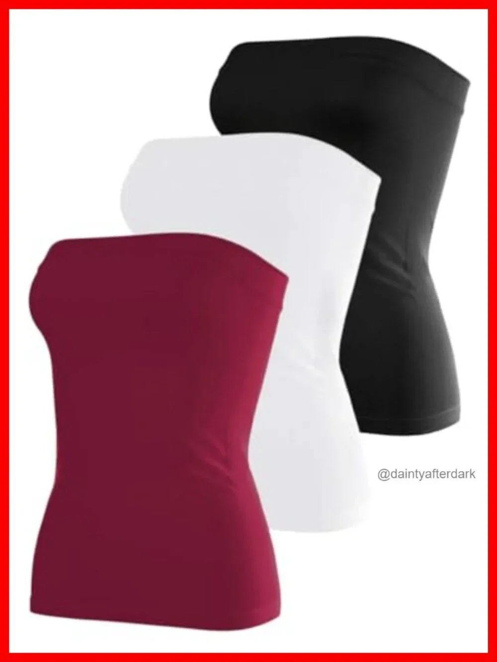 3 Pack Cotton Tube Tops Women Strapless Bandeau Pull On Summer Yoga Party